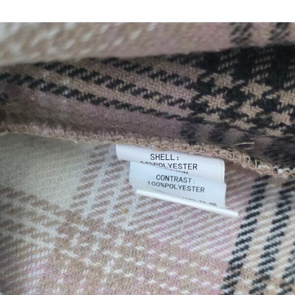 Melloday Long Flannel Open Cardigan Cream/Pink Plaid Jacket Women Plus Sz 1X - Picture 8 of 12